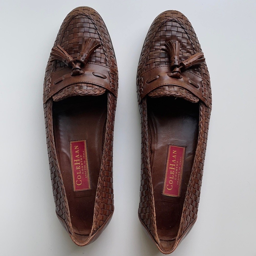 Cole Haan Woven Leather Tassel Loafers